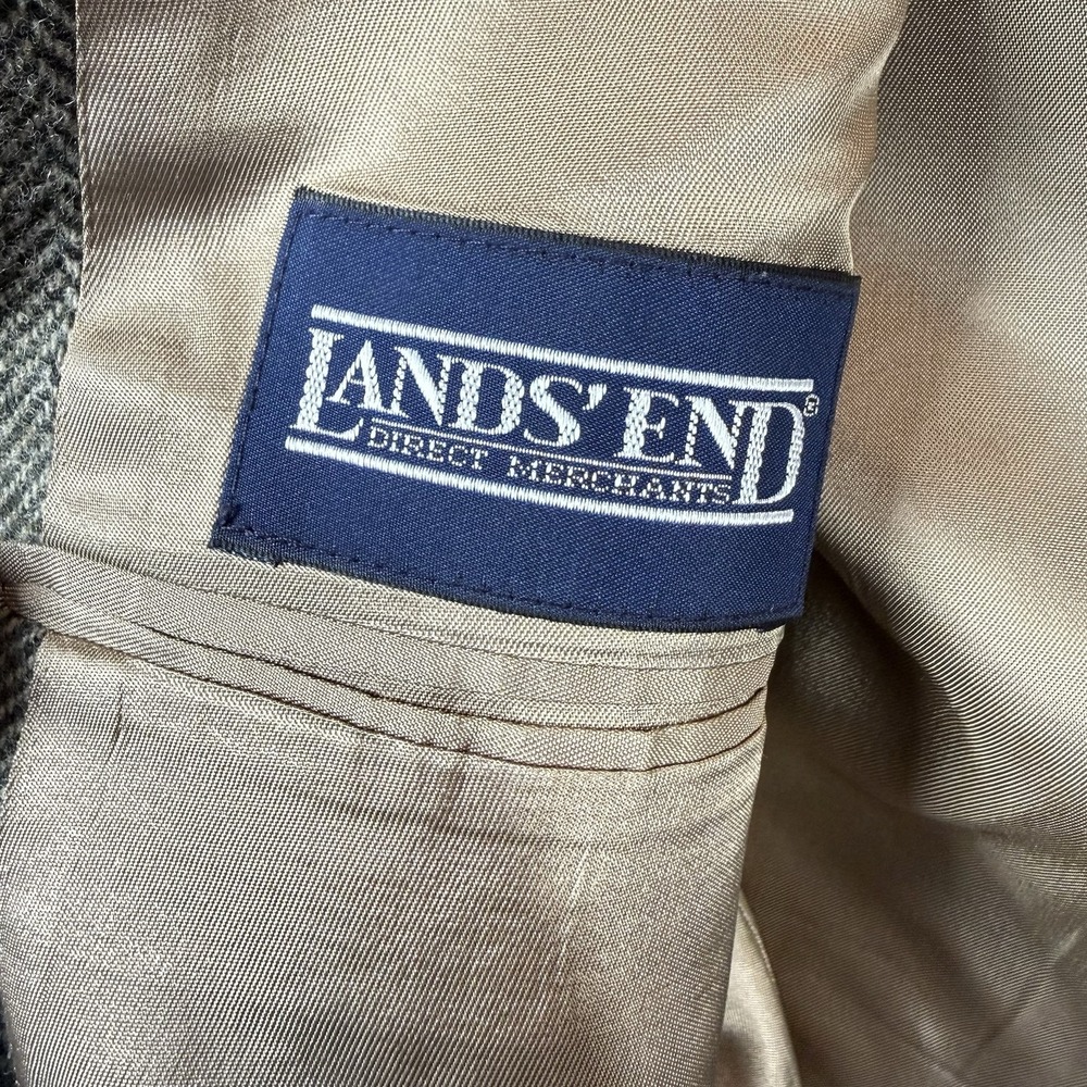 Lands' End Blazer Mens 44L‎ Herringbone Wool Sport Coat USA Made Classic - Picture 14 of 16